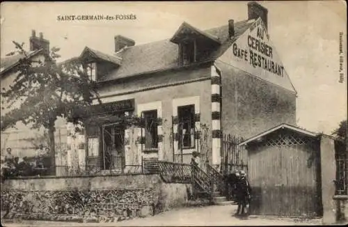 Ak St Germain des Fosses Allier, Au Cerisier Cafe-Restaurant