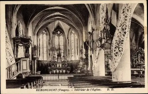 Ak Remoncourt Vosges, Interieur de l'Eglise