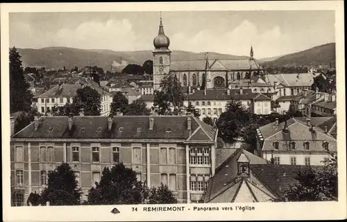 Ak Remiremont Lothringen Vosges, Panorama vers l'Eglise