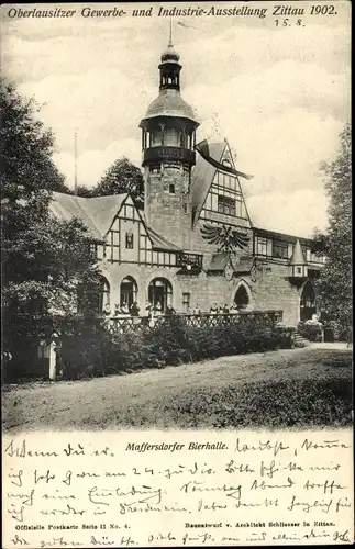 Ak Zittau Oberlausitz, Oberlausitzer Gewerbeausstellung 1902, Maffersdorfer Bierhalle