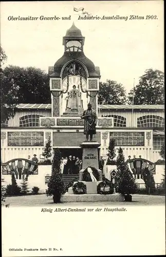 Ak Zittau Oberlausitz, Oberlausitzer Gewerbe u. Industrieausstellung 1902, König Albert Denkmal