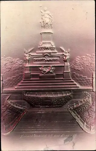 Relief Ak Rüdesheim am Rhein, Niederwald Nationaldenkmal