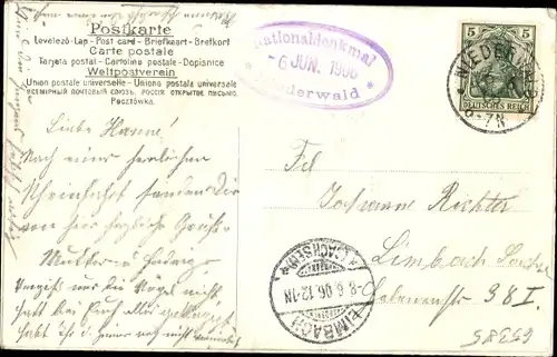 Relief Ak Rüdesheim am Rhein, Niederwald Nationaldenkmal