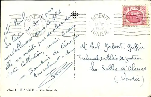 Ak Bizerte Tunesien, Vue Generale