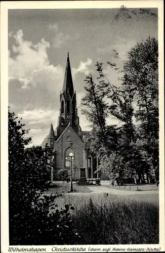 Ak Wilhelmshaven in Niedersachsen, Christuskirche, ehem. Marine Garnison Kriche