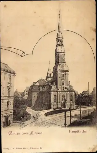 Ak Hamburg Altona, Blick zur Hauptkirche