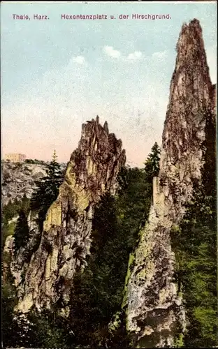 Ak Thale im Harz, Hexentanzplatz und Hirschgrund