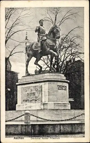 Ak Aachen in Nordrhein Westfalen, Denkmal Kaiser Friedrich