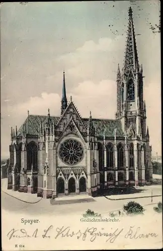 Litho Speyer am Rhein, Gedächtniskirche, Gesamtansicht