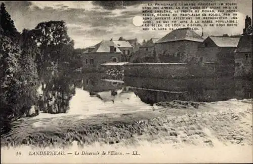 Mondschein Ak Landerneau Finistère, Le Deversoir de l'Elorn