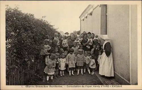 Ak Sarthe, Oeuvre Grancher Sarthoise, Consultation du Foyer Hardy d'Yvre, l'Eveque