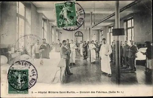 Ak Paris X., Hopital Militaire Saint Martin, Division des Flevreux, Salle No. I