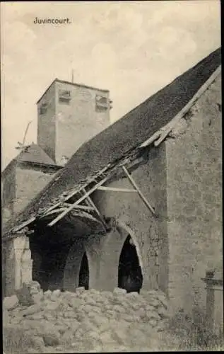 Ak Juvincourt Aisne, Zerstörungen an einer Kirche, I. WK