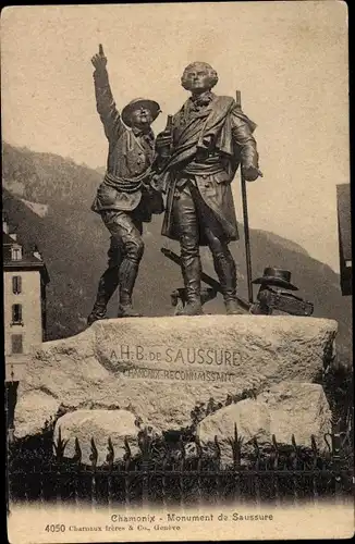 Ak Chamonix Mont Blanc Haute Savoie, Monument de Saussure