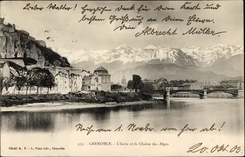 Ak Grenoble Isère, L'Isere, La Chaine des Alpes