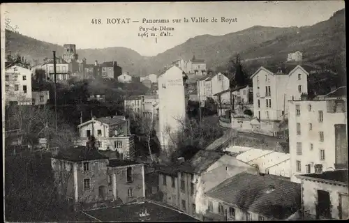 Ak Royat Puy de Dôme, Panorama sur la vallée de Royat