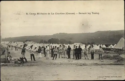 Ak La Courtine Creuse, Camp Militaire, devant les tentes