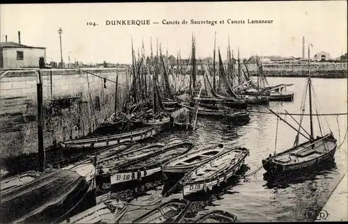 Ak Dunkerque Dünkirchen Nord, Canots de Sauvetage et Canots Lamaneur