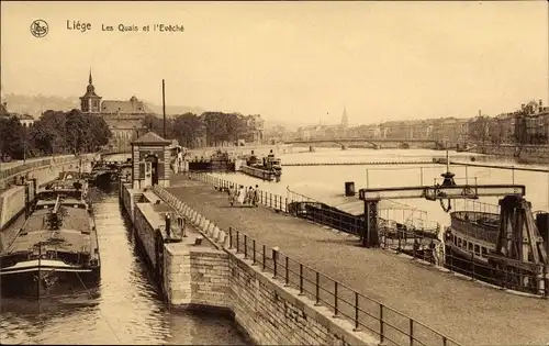 Ak Liège Lüttich Wallonien, Les Quais et l'Eveche