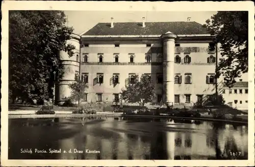 Ak Spittal an der Drau Kärnten, Schloss Porcia, Wasserspiele