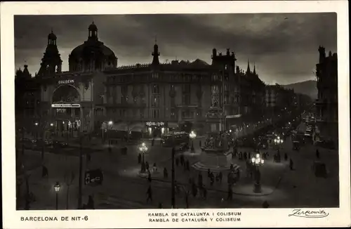 Ak Barcelona Katalonien Spanien, Rambla de Cataluna y Coliseum