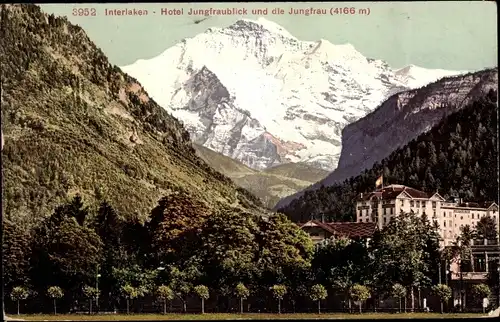 Ak Interlaken Kanton Bern Schweiz, Hotel Jungfraublick, Jungfrau