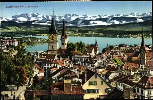 Ak Zürich Stadt Schweiz, Blick von der Urania aus