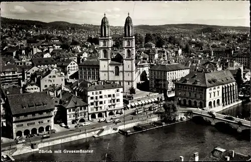 Ak Zürich Stadt Schweiz, Stadtansicht, Großmünster