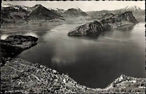 Ak Vitznau Kanton Luzern, Panorama vom Rigi-Dossen mit Buochser- und Stanserhorn, Bürgenstock