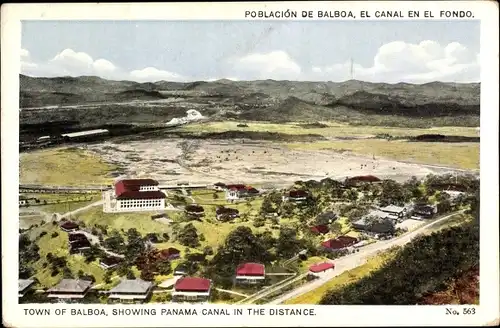 Ak Balboa Panama, Showing Panama Canal in the Distance