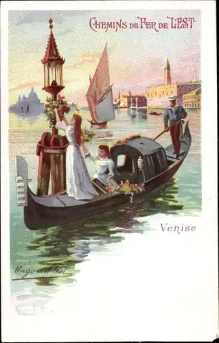 Künstler Litho D'Alesi, H., Venezia Venedig Veneto, Ruderpartie, Gondel, Chemins de Fer de l'Est