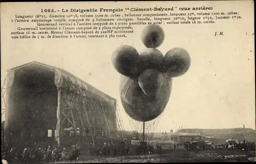 Ak Le Dirigeable Francais Clement Bayard, französisches Luftschiff