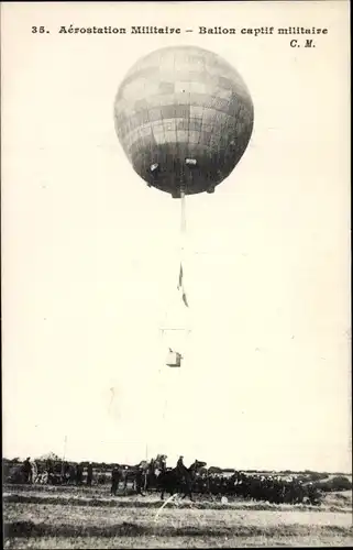 Ak Aerostation Militaire, Ballon captif militaire, Militärballon, Fesselballon