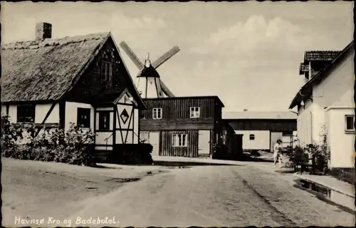 Ak Havnsø Dänemark, Kro og Badehotel, Windmühle
