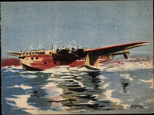 Künstler Ak Hydravion Breguet 730, Exploration, Wasserflugzeug