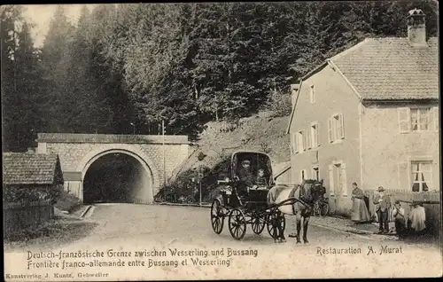 Ak Bussang Vosges, Deutsch französische Grenze, Kutsche, Restauration