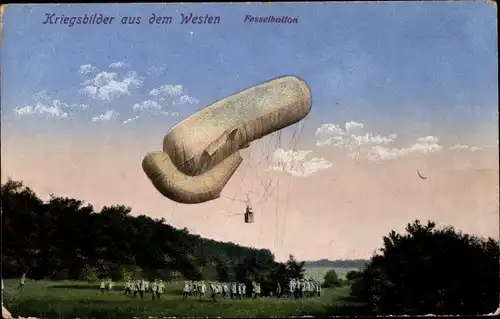 Ak Kriegsbilder aus dem Westen, Fesselballon, I WK
