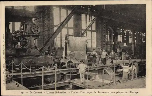 Ak Le Creusot Saône et Loire, Usines Schneider, Innenansicht, Arbeiter