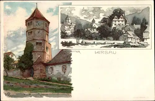 Künstler Litho Mutter, K., Hirsau Calw in Baden Württemberg, Blick auf einen Turm, Häuser