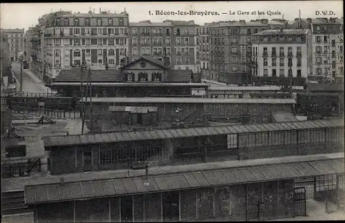 Ak Bécon les Bruyères Hauts de Seine, La Gare et les Quais, Bahnhof, Gleisseite