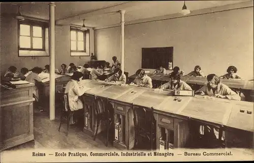 Ak Reims Marne, Ecole Pratique, Commerciale, Industrielle et Menagere, Bureau Commercial