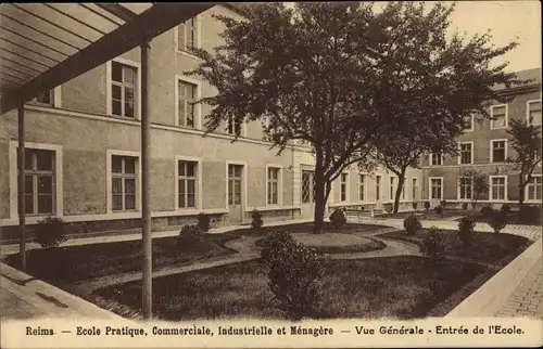 Ak Reims Marne, Ecole Pratique, Commerciale, Industrielle et Menagere, Entree de l'Ecole