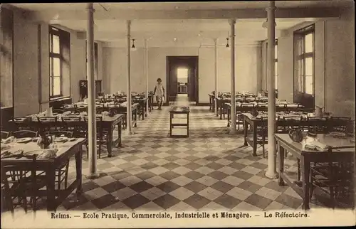 Ak Reims Marne, Ecole Pratique, Commerciale, Industrielle et Menagere, le Refectoire
