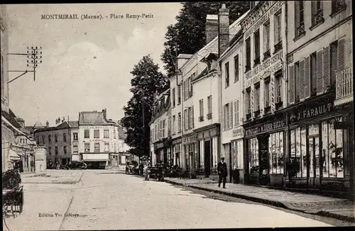 Ak Montmirail Marne, Place Remy Petit, Handlung J. Farault