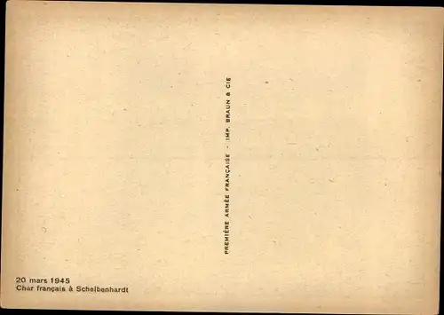 Ak Scheibenhardt in der Pfalz, Char francais, französischer Panzer in der Stadt 1945