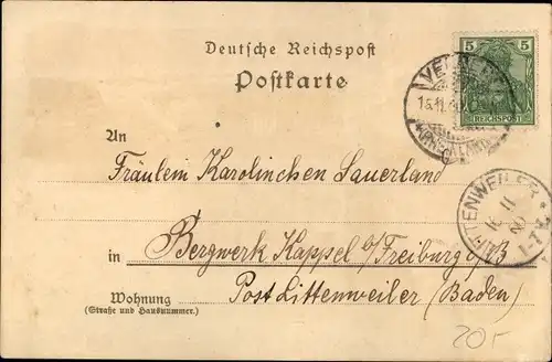 Litho Velbert im Rheinland, Bahnhof, Gleisseite, Friedrichstraße, Rathaus, Totalansicht