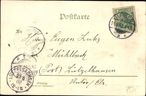 Kleeblatt Litho Haiger in Hessen, Evangelische Kirche, Stadthaus; Schützenhalle, Totalansicht
