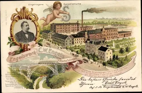 Litho Foche Solingen in Nordrhein Westfalen, Engelswerk, Kaiser Wilhelm Brücke