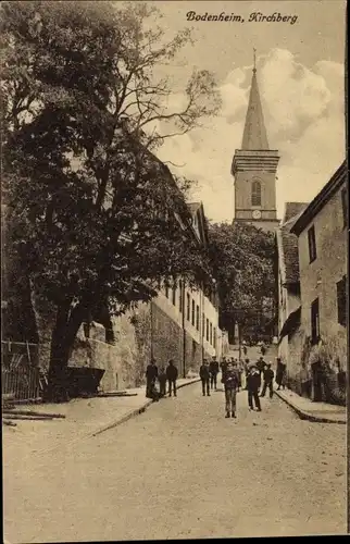 Ak Bodenheim in Rheinhessen, Partie am Kirchberg, Kirchturm