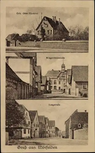 Ak Mörfelden Walldorf in Hessen, Oberförsterei, Wingertfeldstraße, Langstraße, Stadtansichten